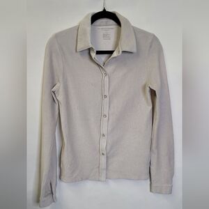 Majestic filatures Paris cashmere/silk blend Button down Ribbed long sleeve top